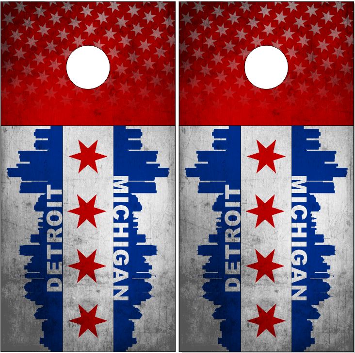 Detroit Michigan Grunge Flag UV Direct Print Cornhole Tops – Elite Choice  Graphics