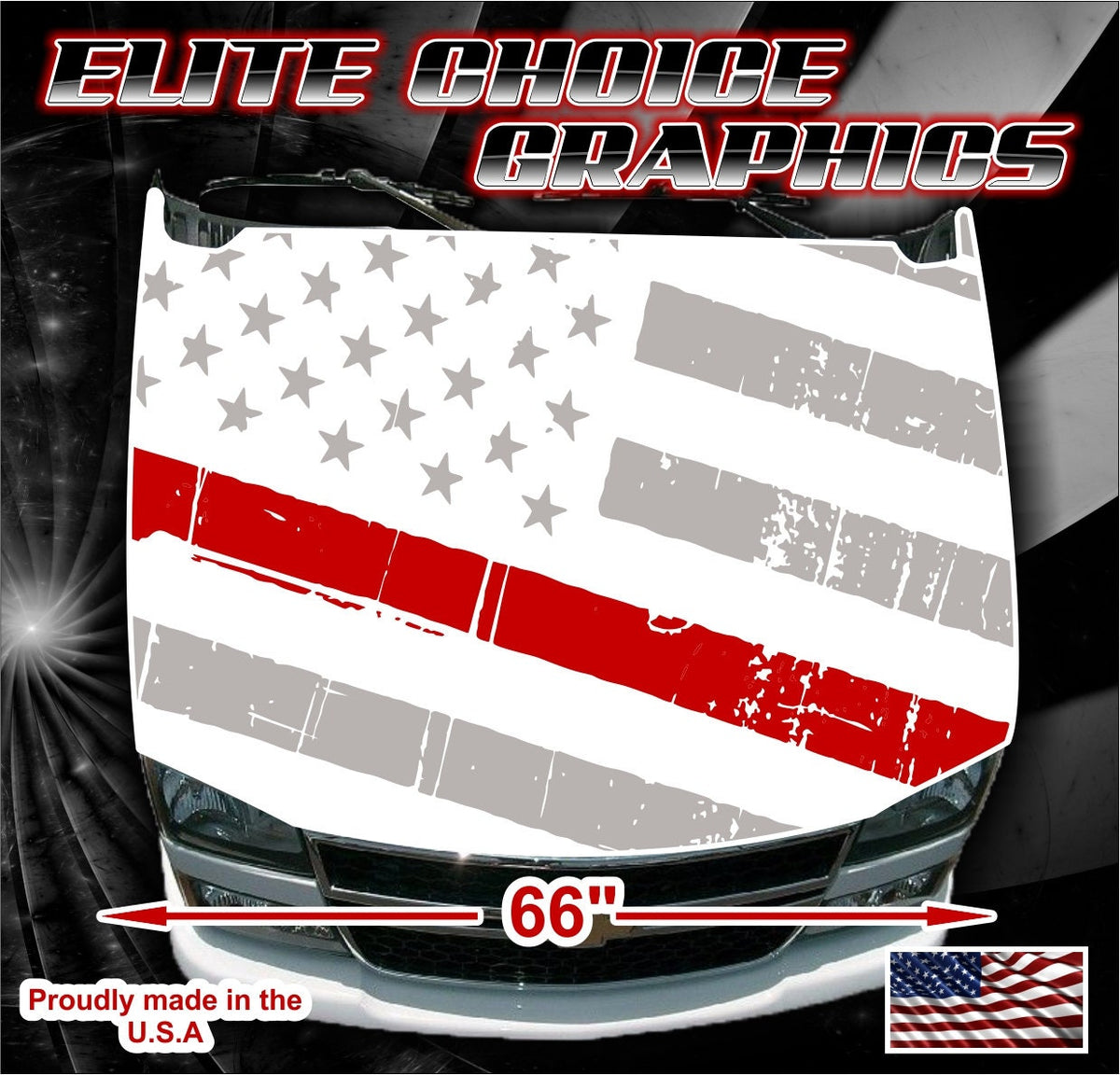 Fire Fighter Thin Red Line Flag Vinyl Hood discount Wrap Bonnet Decal Sticker Graphic Universal Fit