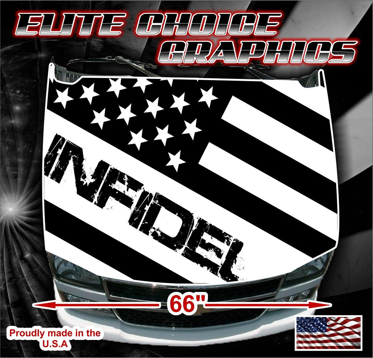 Infidel Military America Flag Vinyl Hood Wrap Bonnet Decal Sticker Graphic Universal hotsell Fit