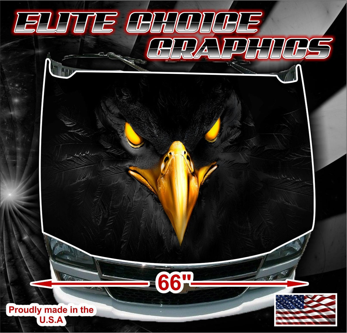 Black Eagle Eyes Reaper Vinyl Hood Wrap Bonnet Decal Sticker Graphic Universal store Fit