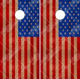 American Flag Oak Wood Cornhole Wrap