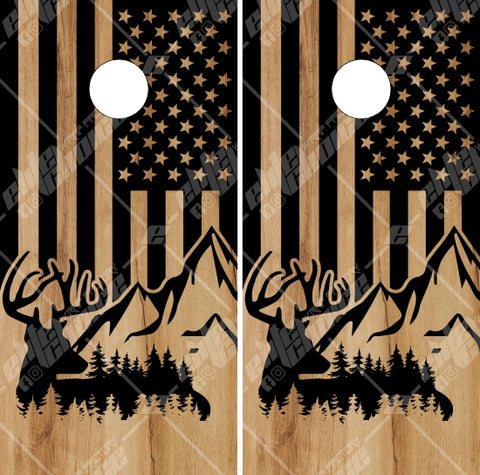 Buck Mountain Flag Cornhole Wrap