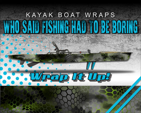 Chameleon Hex 2 Green Kayak Vinyl Wrap Kit Graphic Decal/Sticker 12ft and 14ft