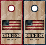 Family Name Wooden Flag Cornhole Wrap