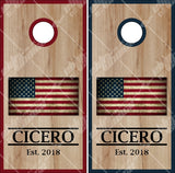 Family Name Wooden Flag Cornhole Wrap