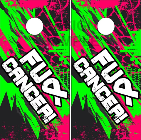 Fuck Cancer Splatter UV Direct Print Cornhole Tops