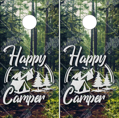 Happy Camper Woods Cornhole Wrap