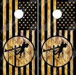 Lineman Burnt Flag 2 Cornhole Wrap