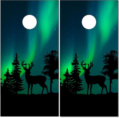 Northern Lights Deer UV Direct Print Cornhole Tops