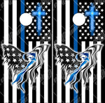 Thin Blue line Eagle Flag Cornhole Wrap