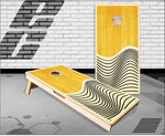 Yellow Wood Wave Cornhole Boards