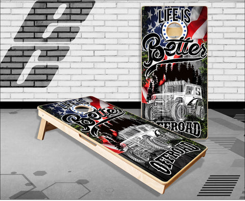 4x4 Off Road Life Is Better Flag Cornhole Boards