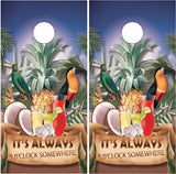 5 O'clock Beach Scene Parrot UV Direct Print Cornhole Tops