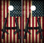 AR 15 Gun Flag UV Direct Print Cornhole Tops