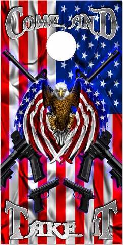 America Flag Gun Rights Eagle UV Direct Print Cornhole Tops