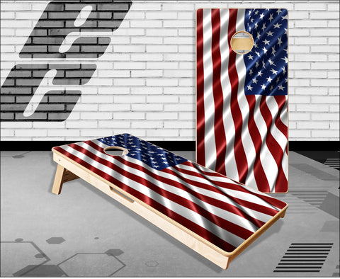 America Flag Wavy Cornhole Boards