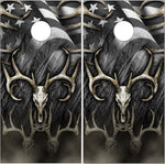 American Buck Deer Skull Flag Cornhole Wrap