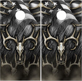 American Buck Deer Skull Flag Cornhole Wrap
