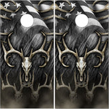 American Buck Deer Skull Flag UV Direct Print Cornhole Tops