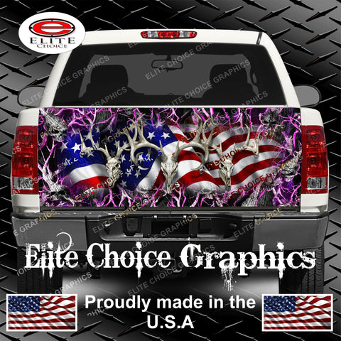 American Buck Obliteration Skull Pink Tailgate Wrap