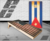 American Cuban Flag Distressed Cornhole Boards