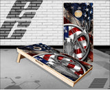 American Deer Hunt Flag Camo Cornhole Boards