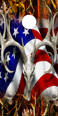 American Deer Oblit Skull Blaze Camo UV Direct Print Cornhole Tops