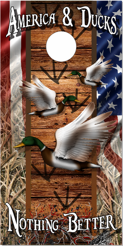 American Duck Hunting Flag Camo UV Direct Print Cornhole Tops