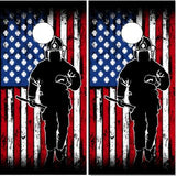 American Firefighter Flag Run UV Direct Print Cornhole Tops