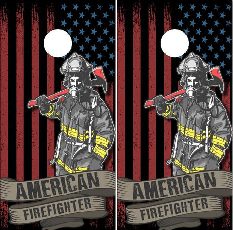 American Firefighter Flag Cornhole Wrap