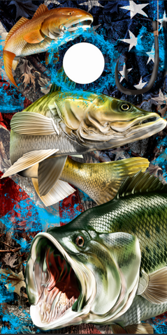 American Fish Bass Red Fish Walleye UV Direct Print Cornhole Tops