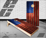 American Flag Barn Wood Dark Cornhole Boards