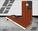 American Flag Black and Orange Cornhole Boards