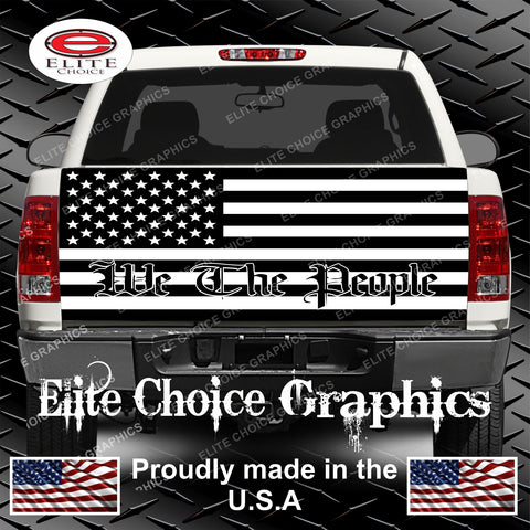 American Flag Black and White We the People Tailgate Wrap
