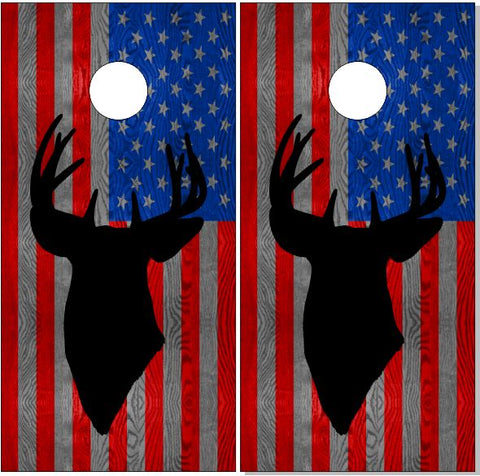 American Flag Buck UV Direct Print Cornhole Tops