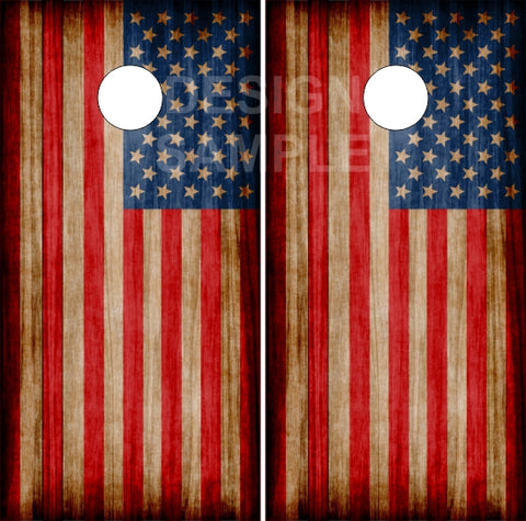 American Flag Burnt Color Cornhole Wrap