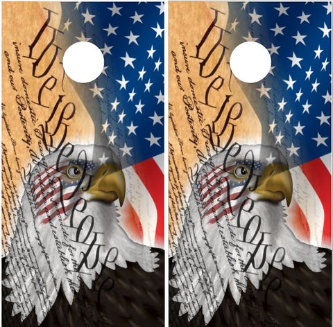 American Flag Constitution Eagle Cornhole Wrap