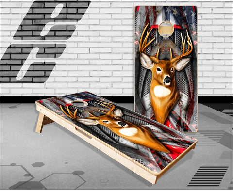 American Flag Deer hunter Armor Cornhole Boards