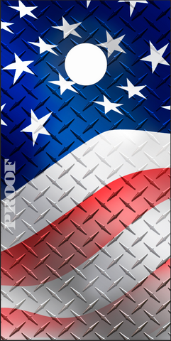 American Flag Diamond Plate Cornhole Wrap