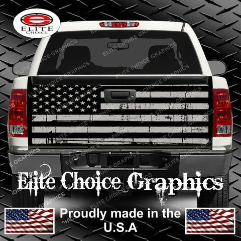American Flag Distressed Black and Grey Tailgate Wrap