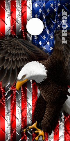 American Flag Eagle Barbwire Cornhole Wrap