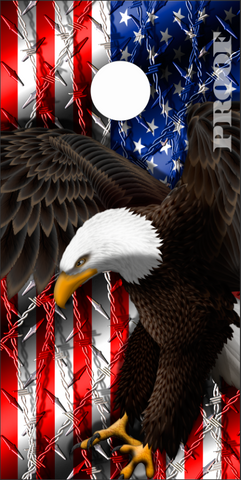 American Flag Eagle Barbwire UV Direct Print Cornhole Tops