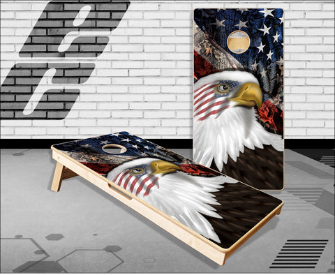 American Flag Eagle Camo 2 Cornhole Boards