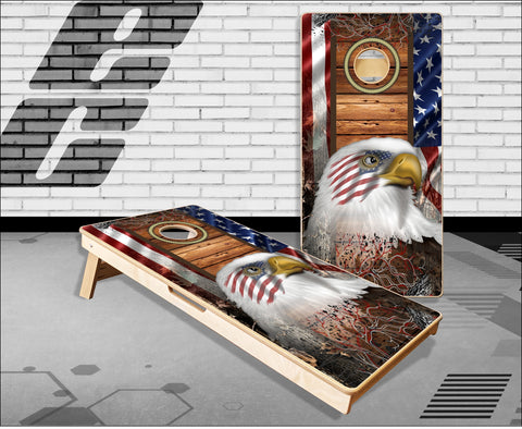 American Flag Eagle Camo Cornhole Boards