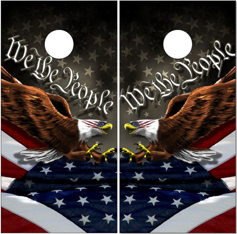 American Flag Eagle Constitution UV Direct Print Cornhole Tops