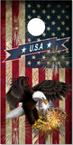 American Flag Eagle Fireworks UV Direct Print Cornhole Tops