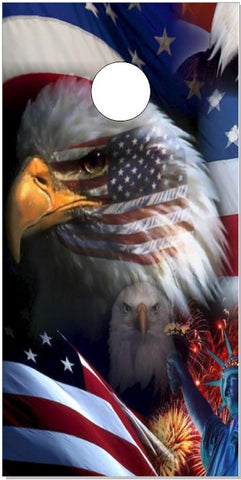 American Flag Eagle Liberty Cornhole Wrap