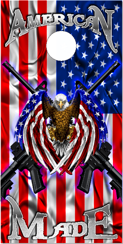 American Flag Eagle Made 2 Guns UV Direct Print Cornhole Tops