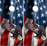 American Flag Eagle Wood Cornhole Wrap