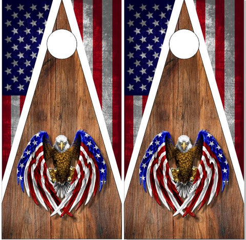 American Flag Eagle Wood 2 UV Direct Print Cornhole Tops